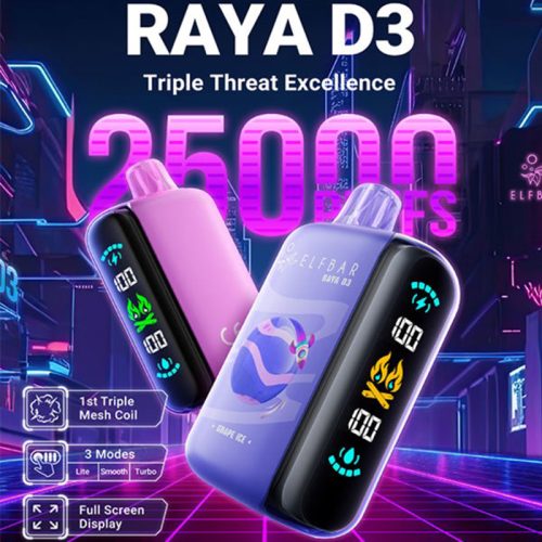 Elf Bar Raya D3 25000 Puffs Einweg Vape large side screen Triple Mesh Coil Elfbar 25k Puff Vape e zigarette 1