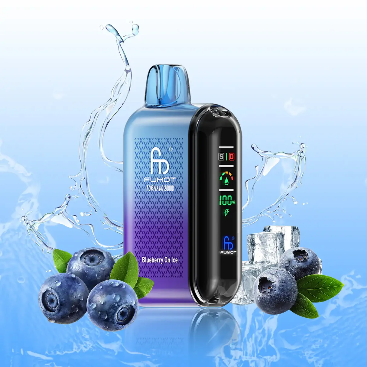 Fumot-Tornado-Vape-20000-Blueberry-On-Ice-1 Fumot Tornado 20000 20k Puffs Einweg Vape Smart Screen Dual Mesh Coil Tornado 20k Puff Vape e zigarette