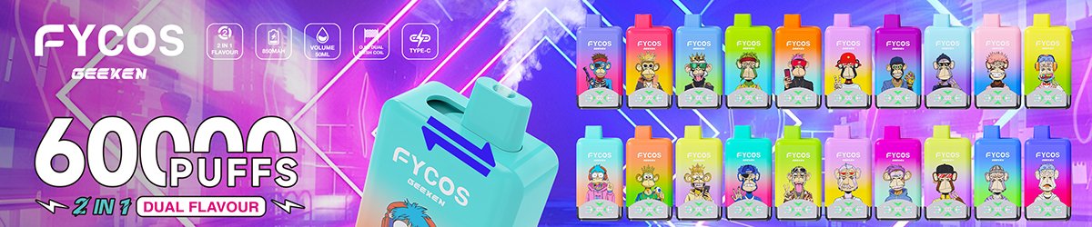 Fycos Geeken 60K 60000 2 in 1 Einweg Vape LED Smart Screen Dual Mesh Coil Fycos 60000 2 in 1 Puff Vape e zigarette vapes