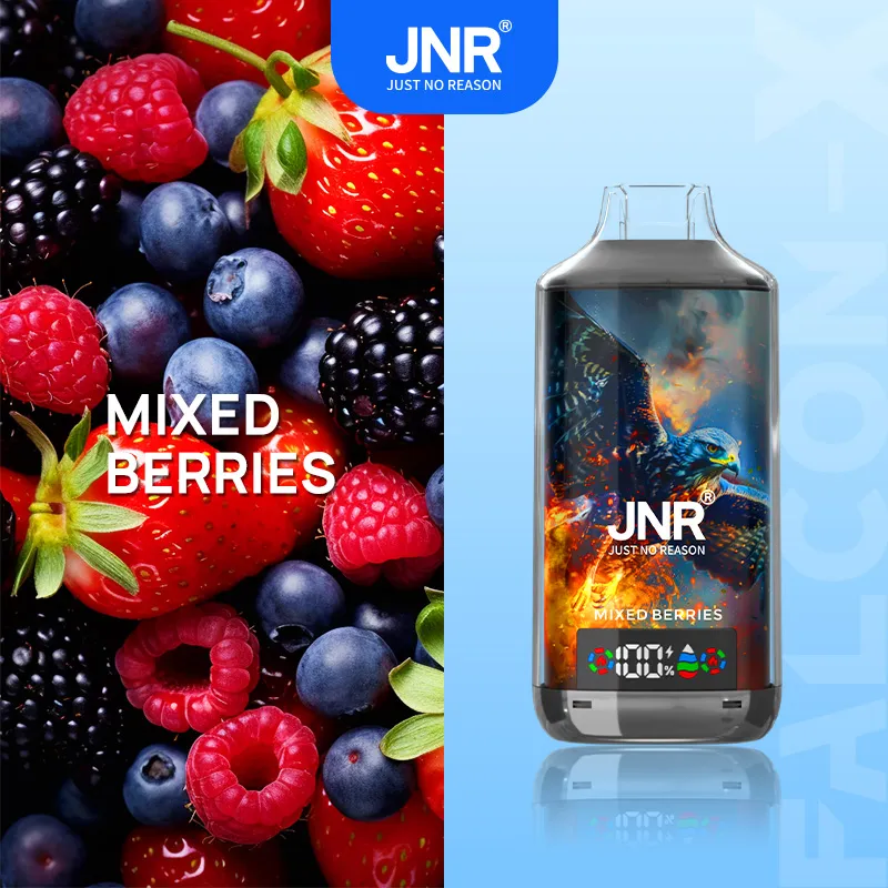JNR Falcon X 18k 18000 Puffs Einweg Vape Digital Display 0.6Ω Dual Mesh Coil JNR 18000 Puff Vape e zigarette Mixed-Berries 8 JNR Falcon X 18k 18000 Puffs Einweg Vape Digital Display 0.6Ω Dual Mesh Coil JNR 18000 Puff Vape e zigarette