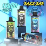 Razz Bar 15k 15000 Puffs Einweg Vape Adjustable Air Flow 1.0Ω Mesh Coil Razz Bar 15000 Puff Vape e zigarette