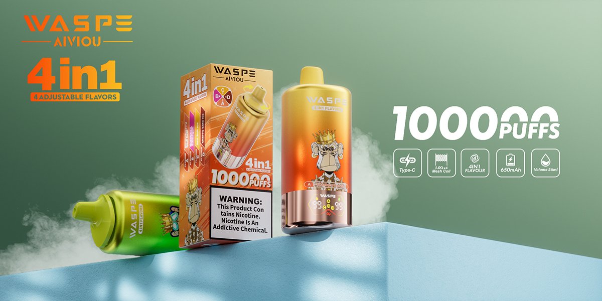 Waspe Aiviou 100k 100000 Puff 4 in 1 Einweg Vape LED Smart Screen Quad Mesh Coil Waspe 100000 4 in 1 Puff Vape e zigarette