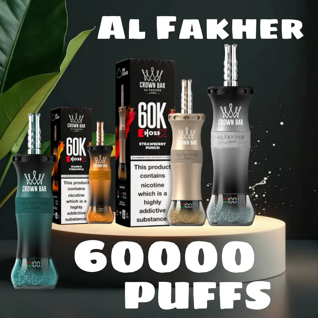 AL Fakher Crown Bar E Hose X 60K 60000 Puffs Einweg Vape Screen Display 0.6ohm Mesh Coil AL Fakher 60K Puff Vape e zigarette AL Fakher Crown Bar E Hose X 60K 60000 Puffs Einweg Vape Screen Display 0.6ohm Mesh Coil AL Fakher 60K Puff Vape e zigarette