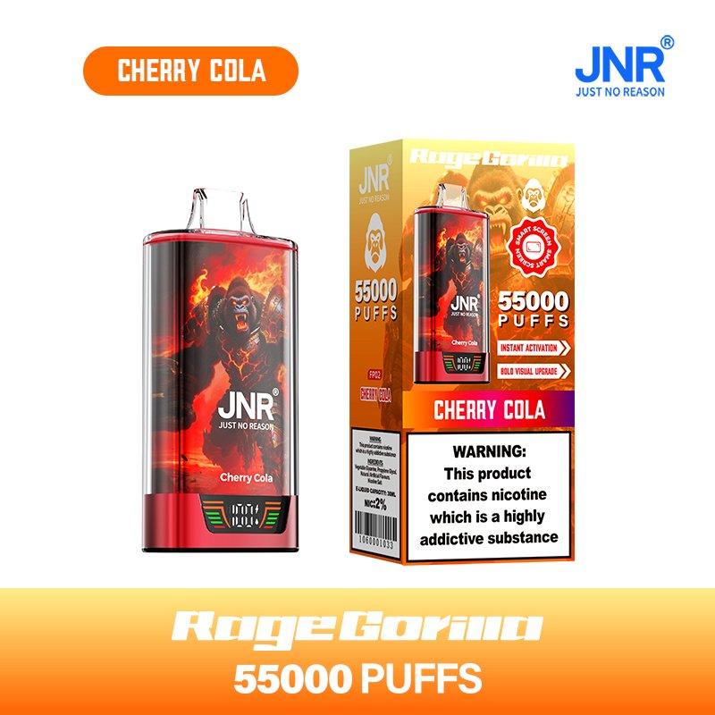 2-Cherry Cola NR Rage Gorilla 55k 55000 Puffs Einweg Vape / e zigarette mit Crystal Shell, Metal Base und Screen Display NR Rage Gorilla 55k 55000 Puffs Einweg Vape / e zigarette mit Crystal Shell, Metal Base und Screen Display