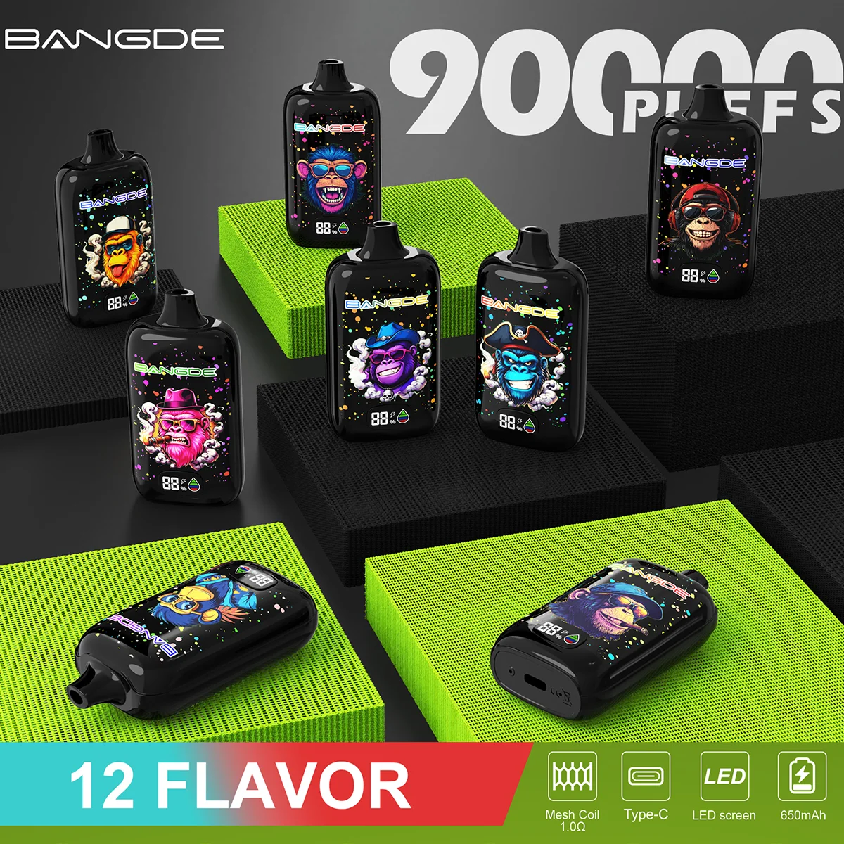 Bang DE 90k 90000 Puffs Einweg Vape LCD Screen Mesh Coil Bang DE 90000 90k Puff Vape e zigarette