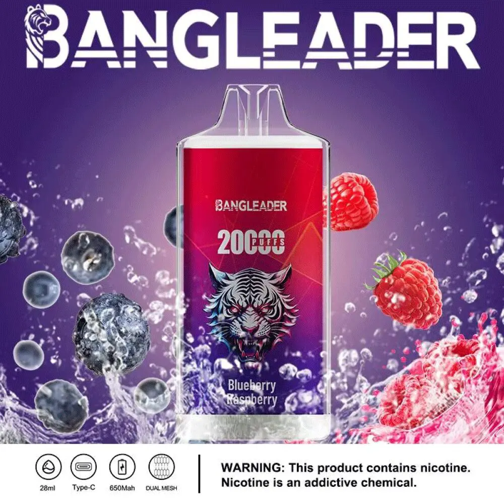 Bang Leader 20k 20000 Puffs Einweg Vape mit kristallklarem Gehäuse und Mesh Coil