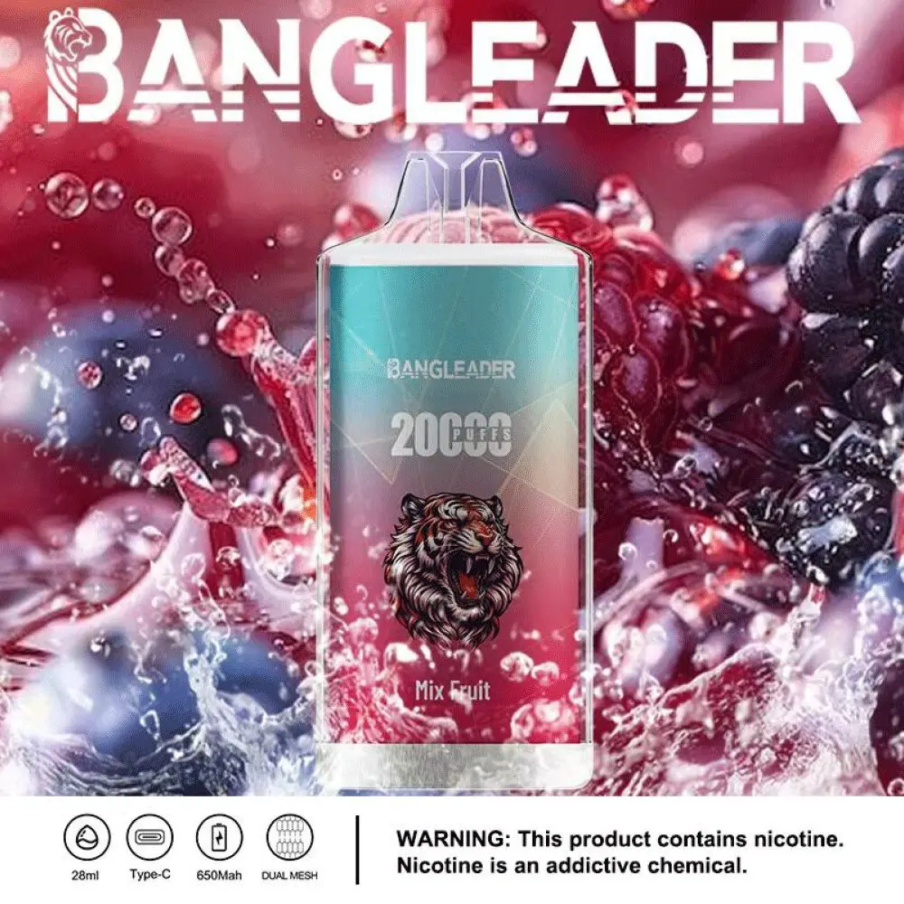Bang Leader 20k 20000 Puffs Einweg Vape mit kristallklarem Gehäuse und Mesh Coil