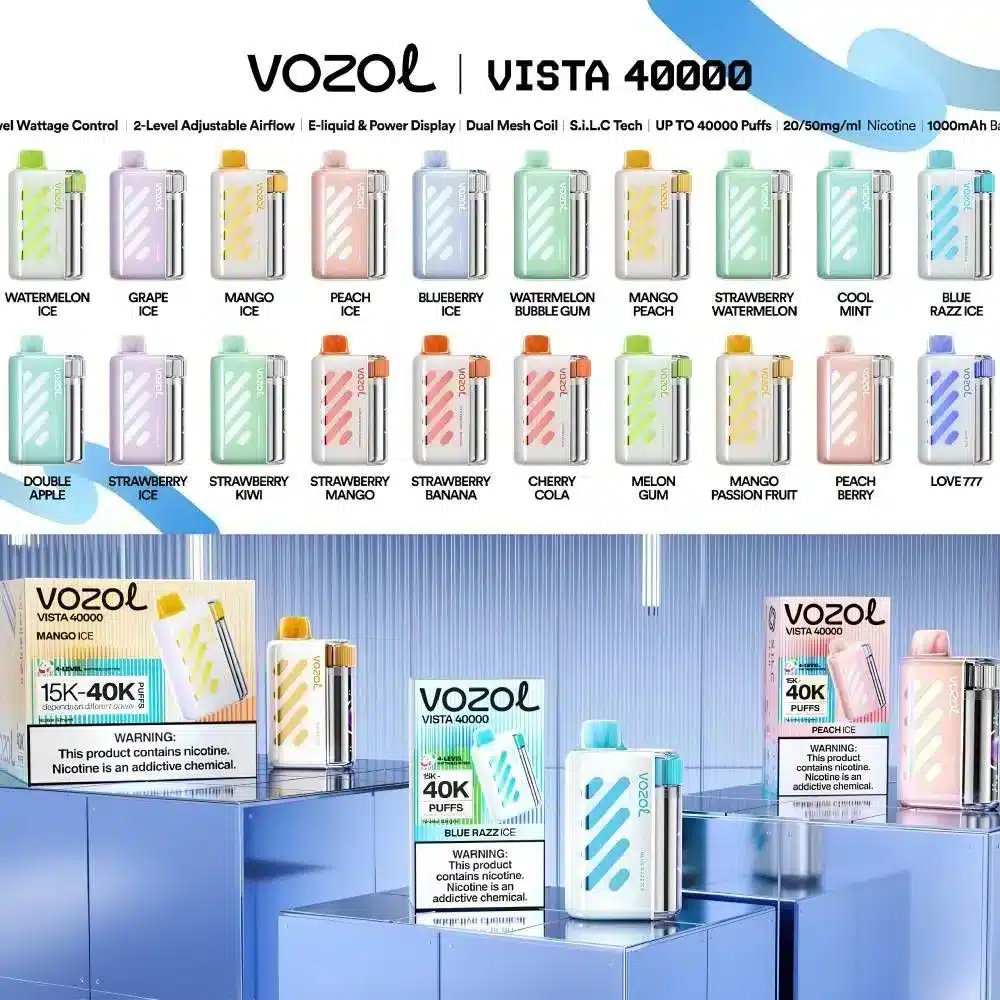 Vozol Vista 40k 40000 Puffs Einweg Vape Wavy Curved Screen Dual Mesh Coil Vozol 40000 4-Level Wattage Puff Vape e zigarette