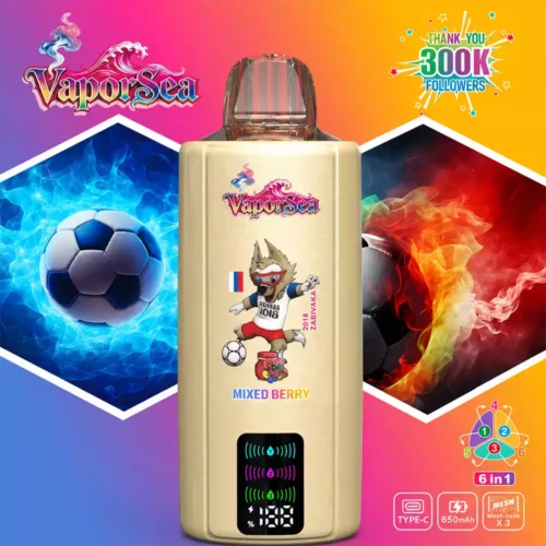 VaporSea 300K 6 in 1 300000 Puffs Einweg Vape / e zigarette mit LED Display und Triple Mesh Coil